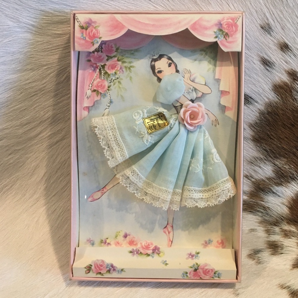 🔅Vintage Ballerina Hankie, Boxed Card